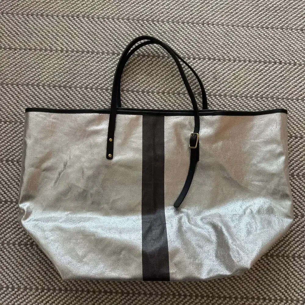 Kempton & Co. Metallic Canvas Urban Tote with Center Stripe
